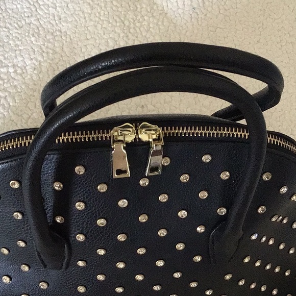 Never used black & gold clear rhinestone handbag - Picture 4 of 5